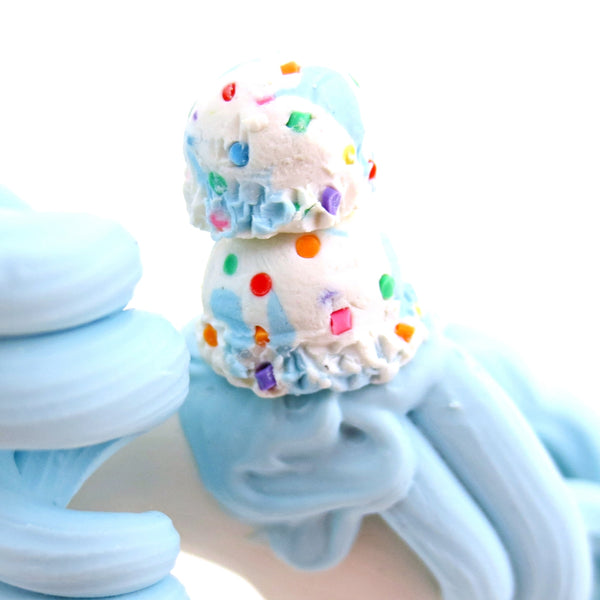 Birthday Cake Batter Ice Cream Unicorn Figurine - Polymer Clay Ice Cream Animals