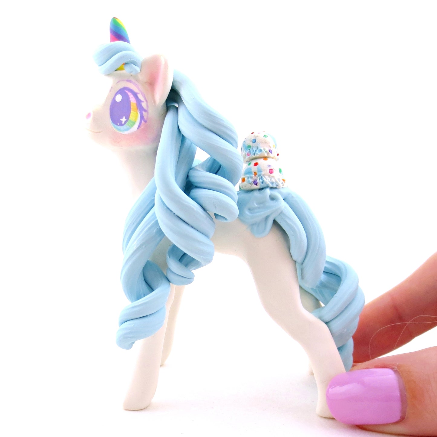 Birthday Cake Batter Ice Cream Unicorn Figurine - Polymer Clay Ice Cream Animals