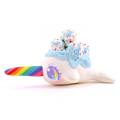 Birthday Cake Batter Ice Cream Narwhal Figurine - Polymer Clay Ice Cream Animals