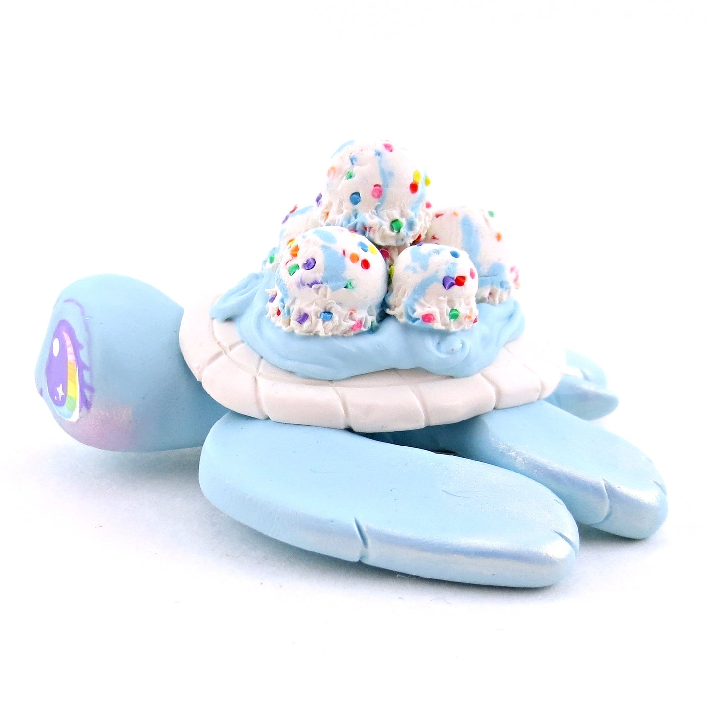 Birthday Cake Batter Ice Cream Turtle Figurine - Polymer Clay Ice Cream Animals