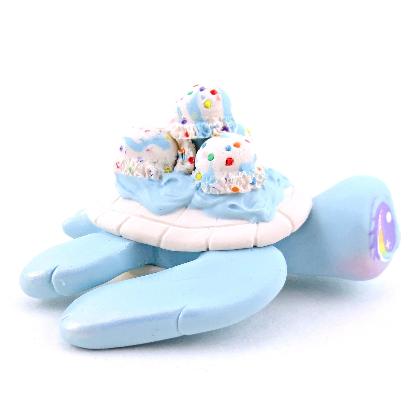 Birthday Cake Batter Ice Cream Turtle Figurine - Polymer Clay Ice Cream Animals