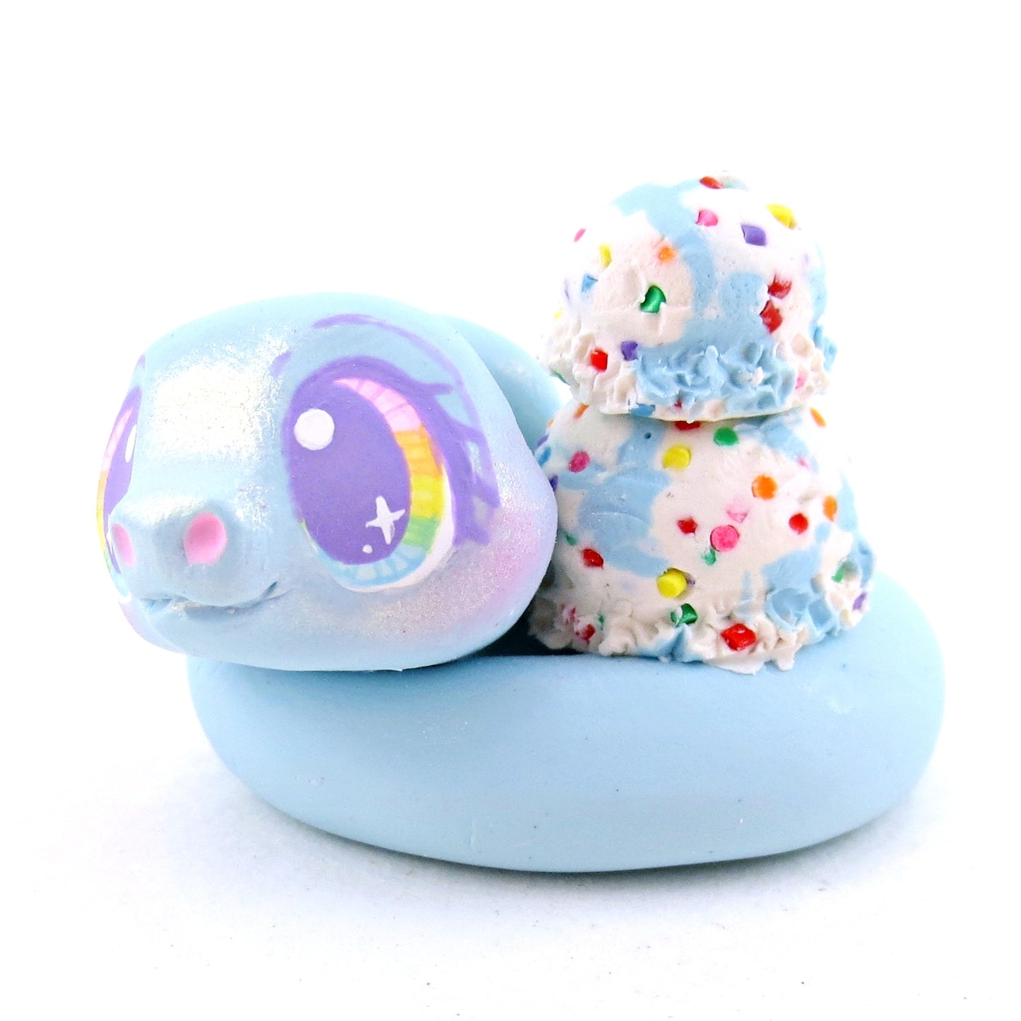 Birthday Cake Batter Ice Cream Snake Figurine - Polymer Clay Ice Cream Animals