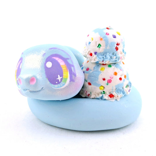 Birthday Cake Batter Ice Cream Snake Figurine - Polymer Clay Ice Cream Animals