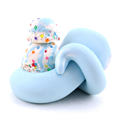 Birthday Cake Batter Ice Cream Snake Figurine - Polymer Clay Ice Cream Animals