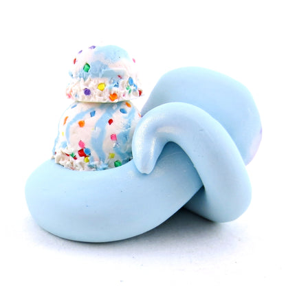 Birthday Cake Batter Ice Cream Snake Figurine - Polymer Clay Ice Cream Animals