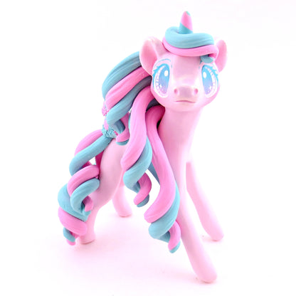 Cotton Candy Ice Cream Unicorn Figurine - Polymer Clay Ice Cream Animals