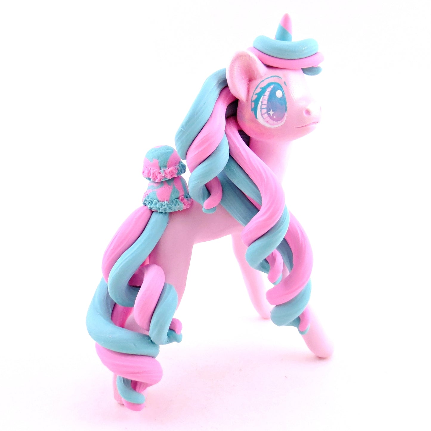 Cotton Candy Ice Cream Unicorn Figurine - Polymer Clay Ice Cream Animals