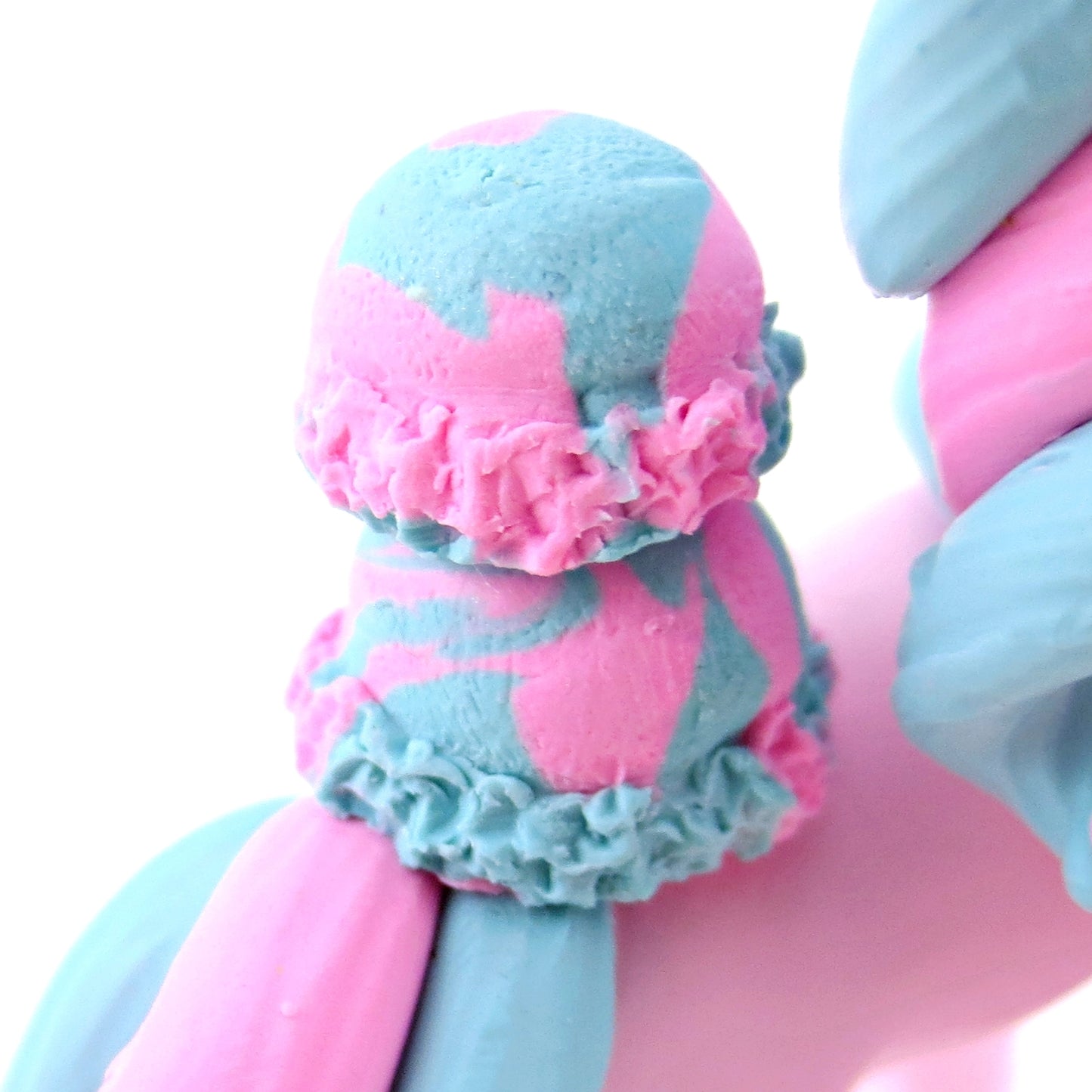 Cotton Candy Ice Cream Unicorn Figurine - Polymer Clay Ice Cream Animals