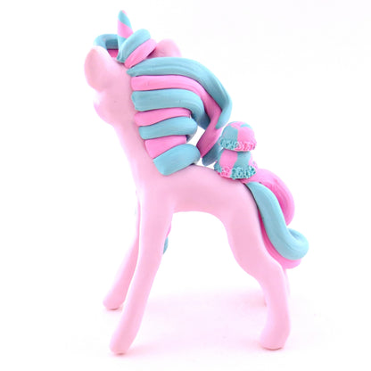 Cotton Candy Ice Cream Unicorn Figurine - Polymer Clay Ice Cream Animals