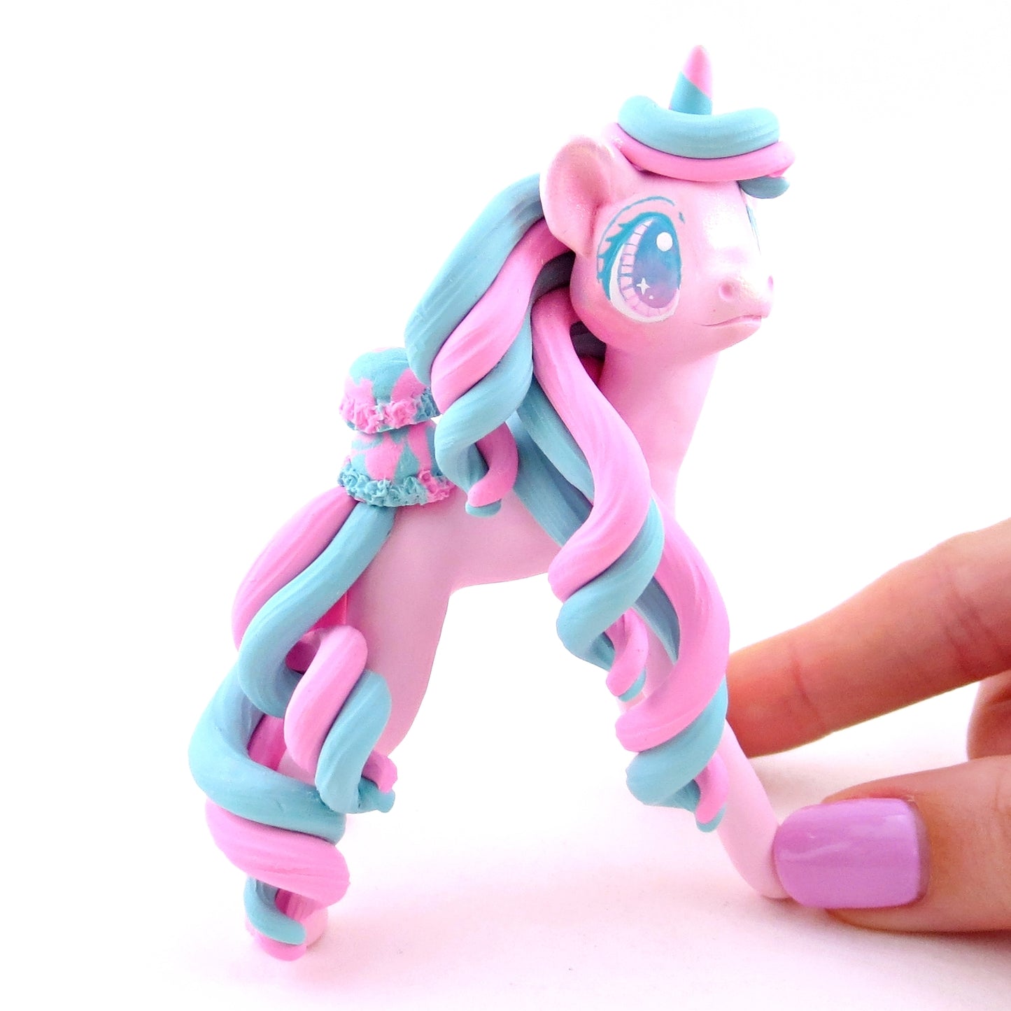 Cotton Candy Ice Cream Unicorn Figurine - Polymer Clay Ice Cream Animals