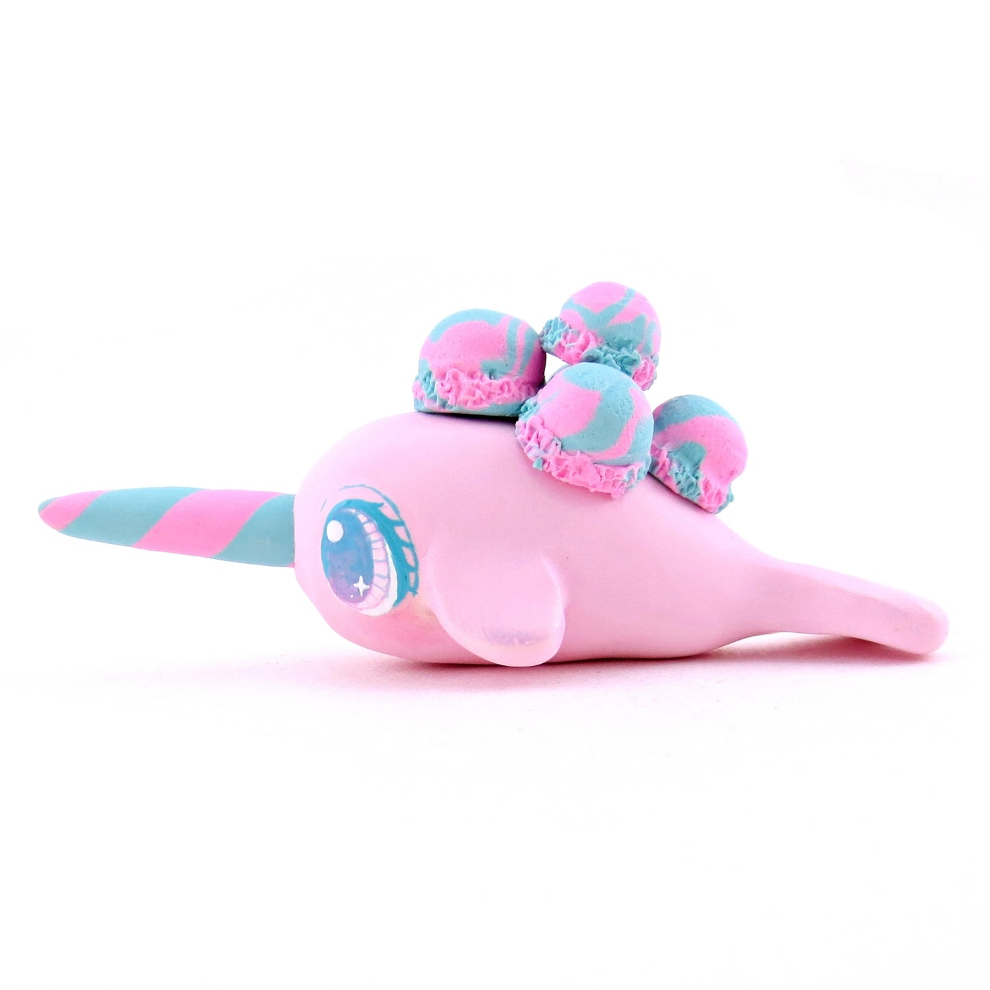 Cotton Candy Ice Cream Narwhal Figurine - Polymer Clay Ice Cream Animals