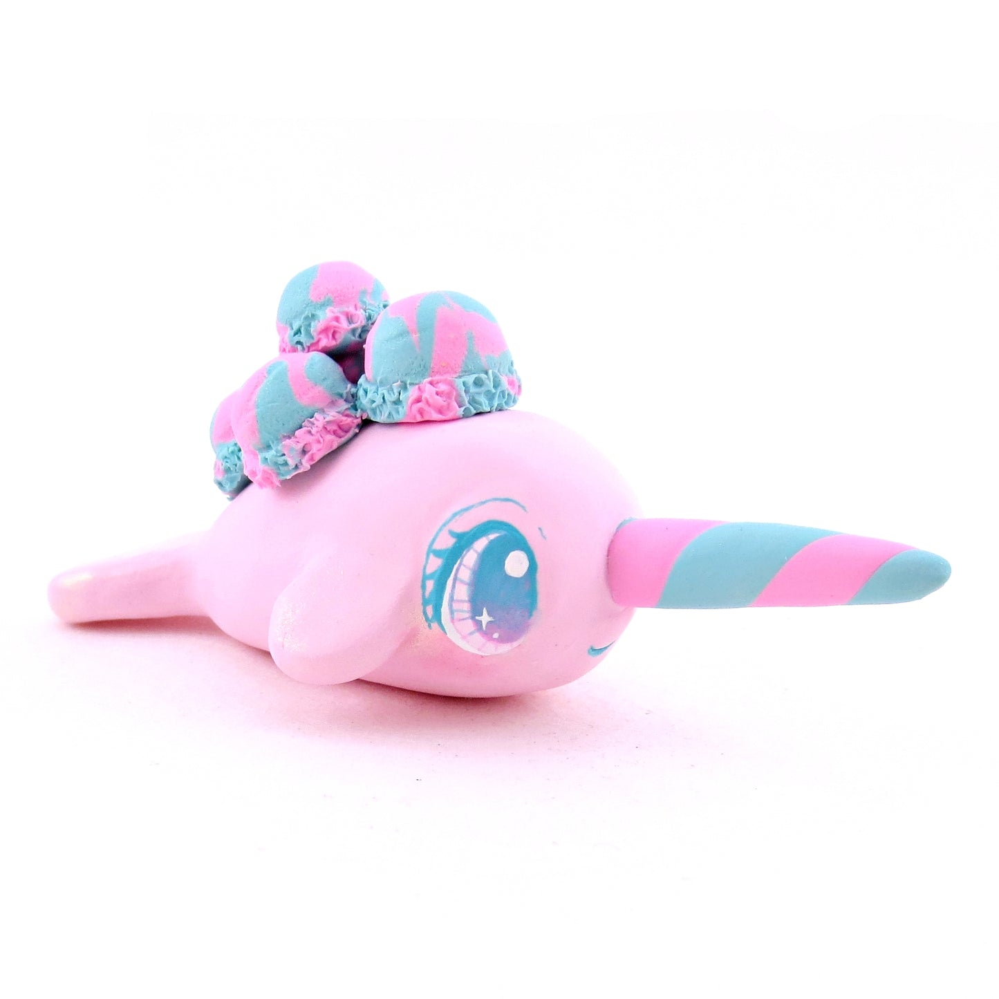 Cotton Candy Ice Cream Narwhal Figurine - Polymer Clay Ice Cream Animals