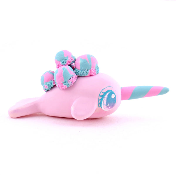 Cotton Candy Ice Cream Narwhal Figurine - Polymer Clay Ice Cream Animals
