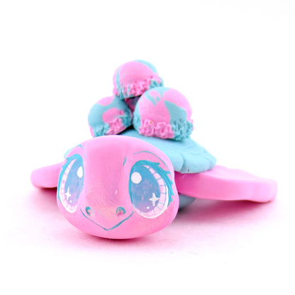 Cotton Candy Ice Cream Turtle Figurine - Polymer Clay Ice Cream Animals