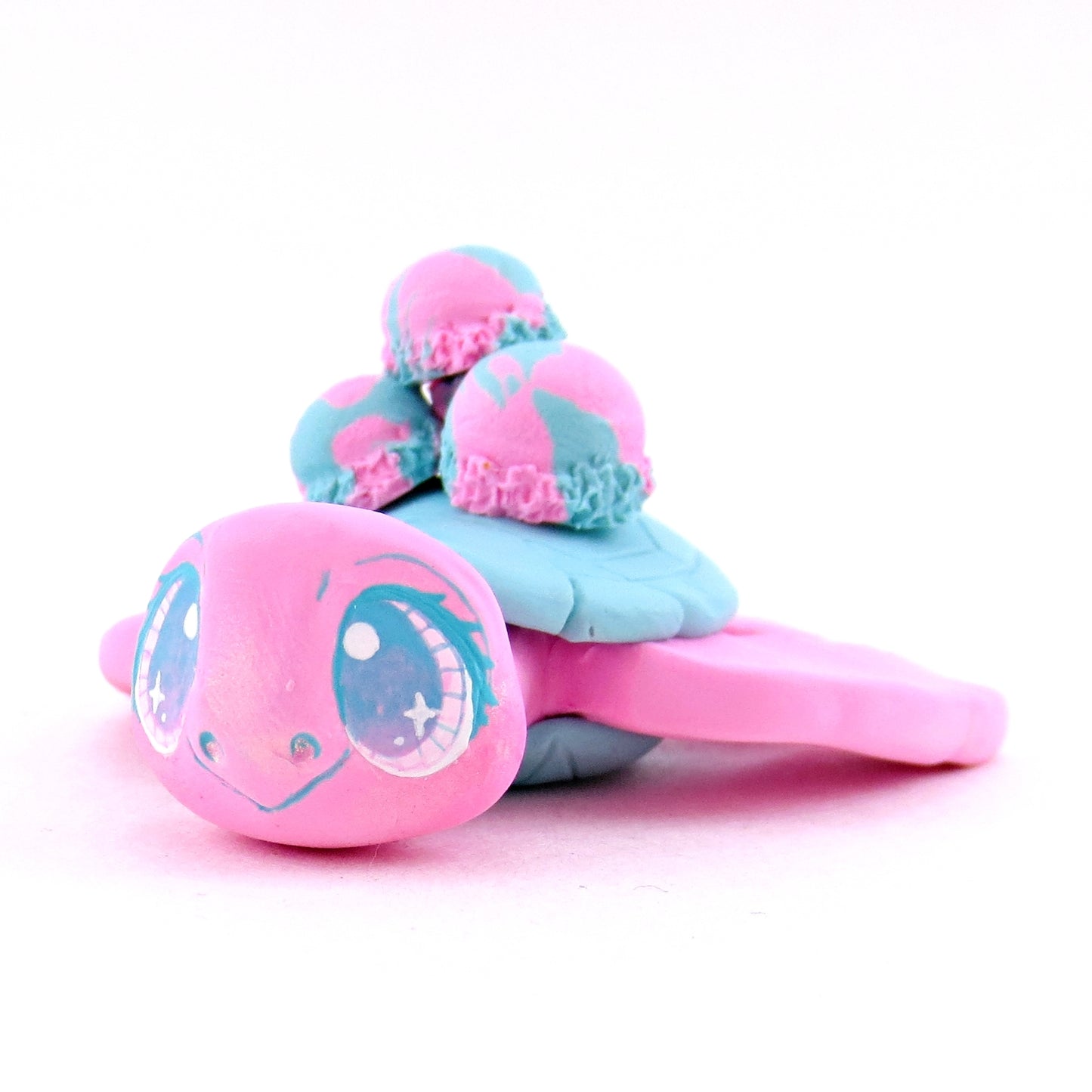 Cotton Candy Ice Cream Turtle Figurine - Polymer Clay Ice Cream Animals