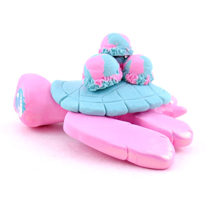 Cotton Candy Ice Cream Turtle Figurine - Polymer Clay Ice Cream Animals