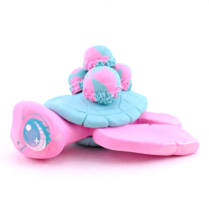 Cotton Candy Ice Cream Turtle Figurine - Polymer Clay Ice Cream Animals