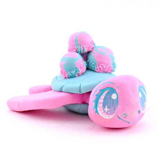 Cotton Candy Ice Cream Turtle Figurine - Polymer Clay Ice Cream Animals