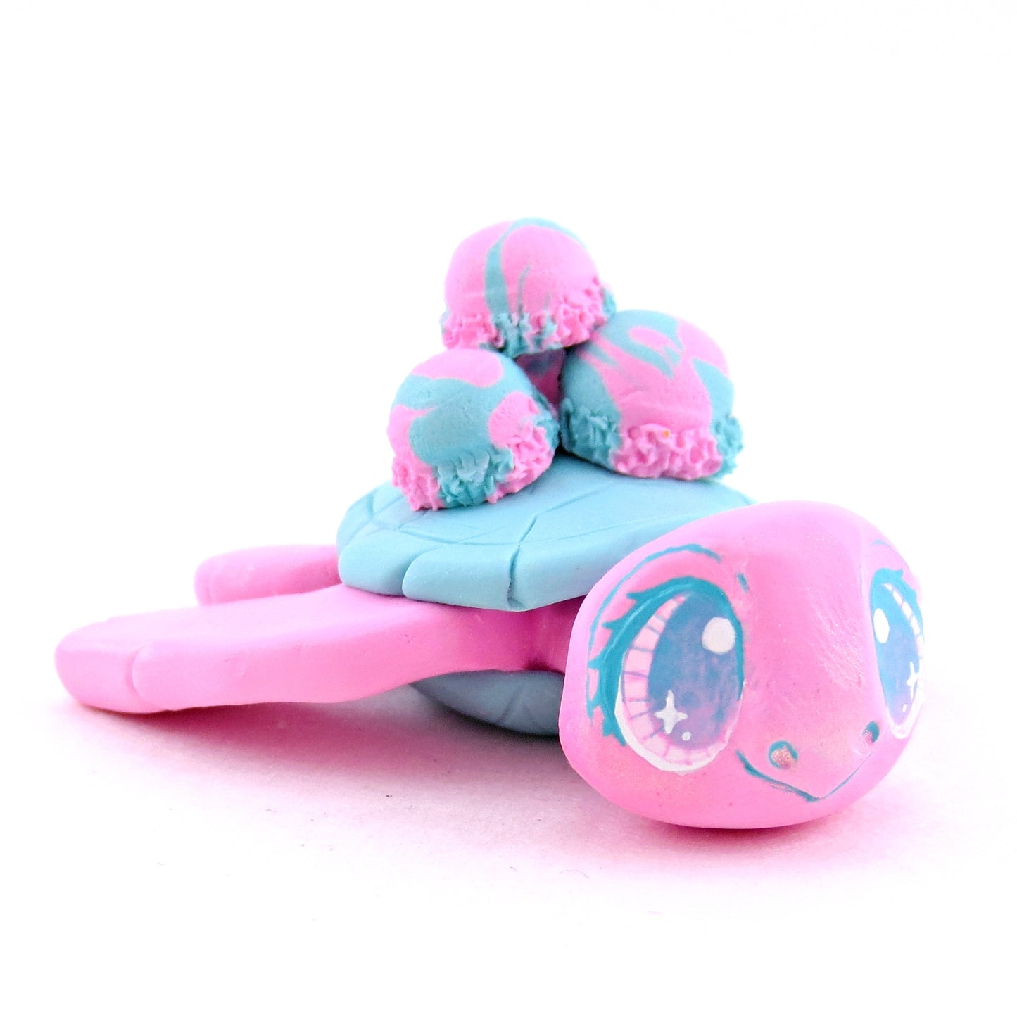 Cotton Candy Ice Cream Turtle Figurine - Polymer Clay Ice Cream Animals