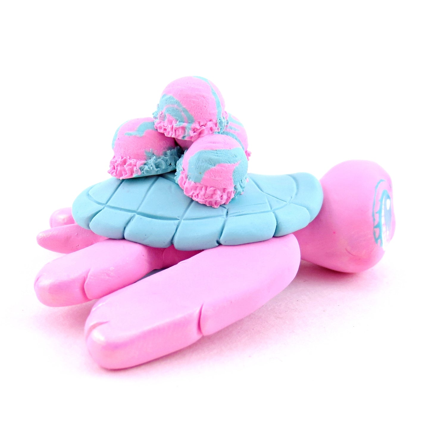 Cotton Candy Ice Cream Turtle Figurine - Polymer Clay Ice Cream Animals