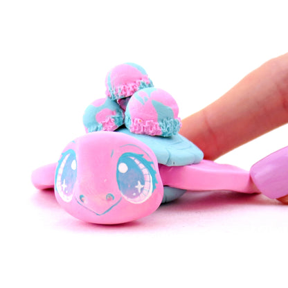 Cotton Candy Ice Cream Turtle Figurine - Polymer Clay Ice Cream Animals