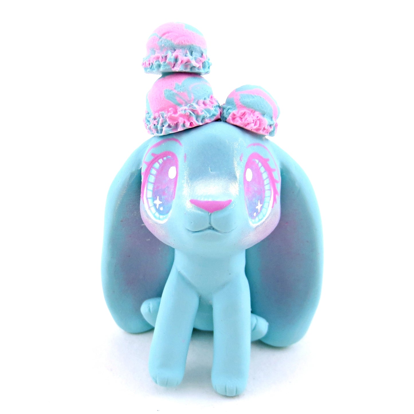 Cotton Candy Ice Cream Bunny Figurine - Polymer Clay Ice Cream Animals