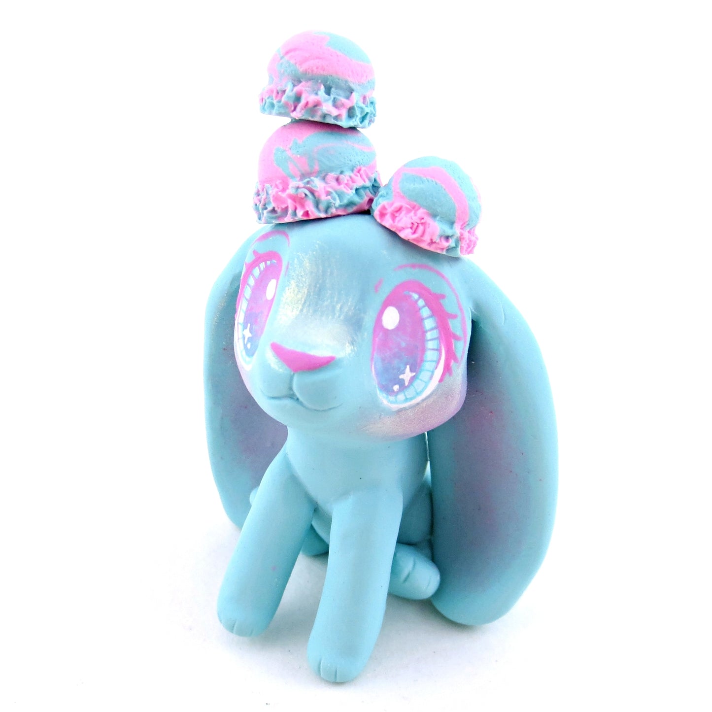 Cotton Candy Ice Cream Bunny Figurine - Polymer Clay Ice Cream Animals