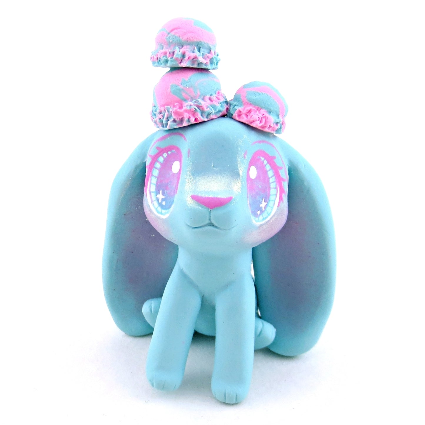 Cotton Candy Ice Cream Bunny Figurine - Polymer Clay Ice Cream Animals