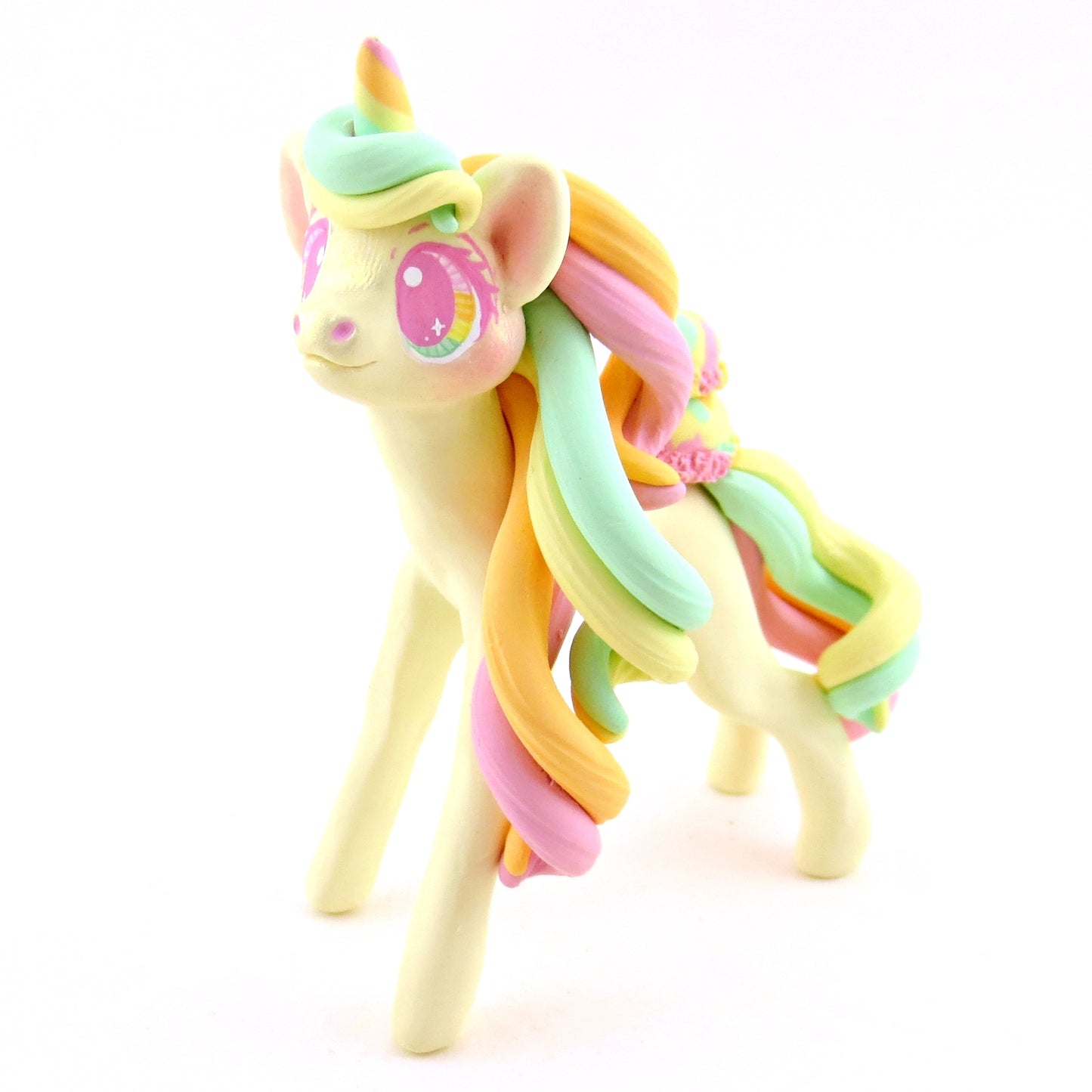 Rainbow Sherbet Ice Cream Unicorn Figurine - Polymer Clay Ice Cream Animals