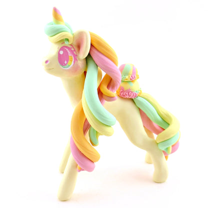 Rainbow Sherbet Ice Cream Unicorn Figurine - Polymer Clay Ice Cream Animals