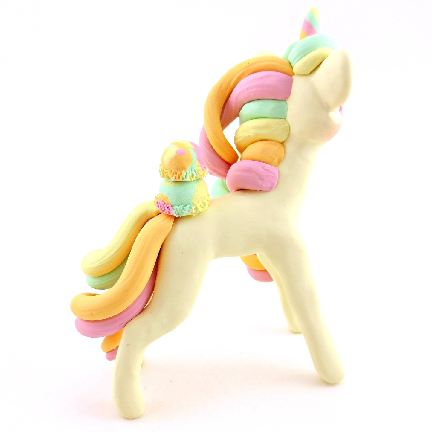 Rainbow Sherbet Ice Cream Unicorn Figurine - Polymer Clay Ice Cream Animals