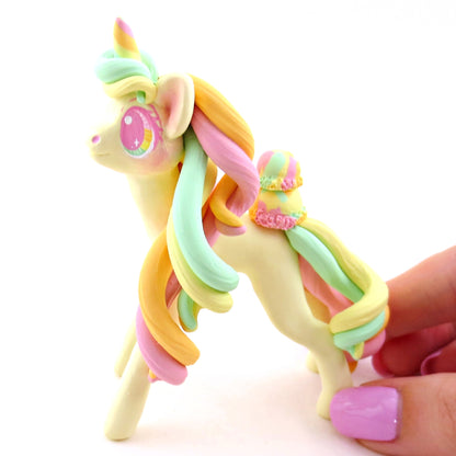 Rainbow Sherbet Ice Cream Unicorn Figurine - Polymer Clay Ice Cream Animals