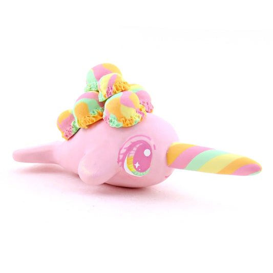 Rainbow Sherbet Ice Cream Narwhal Figurine - Polymer Clay Ice Cream Animals