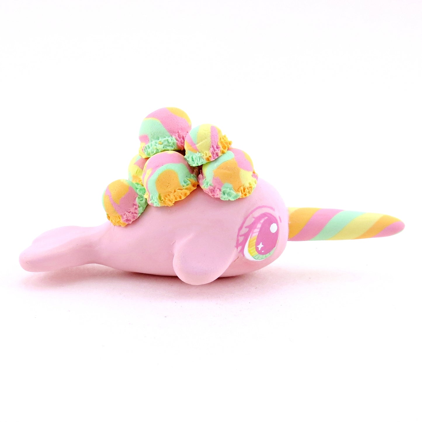 Rainbow Sherbet Ice Cream Narwhal Figurine - Polymer Clay Ice Cream Animals