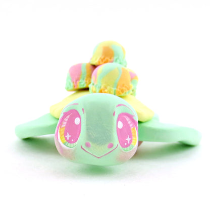 Rainbow Sherbet Ice Cream Turtle Figurine - Polymer Clay Ice Cream Animals