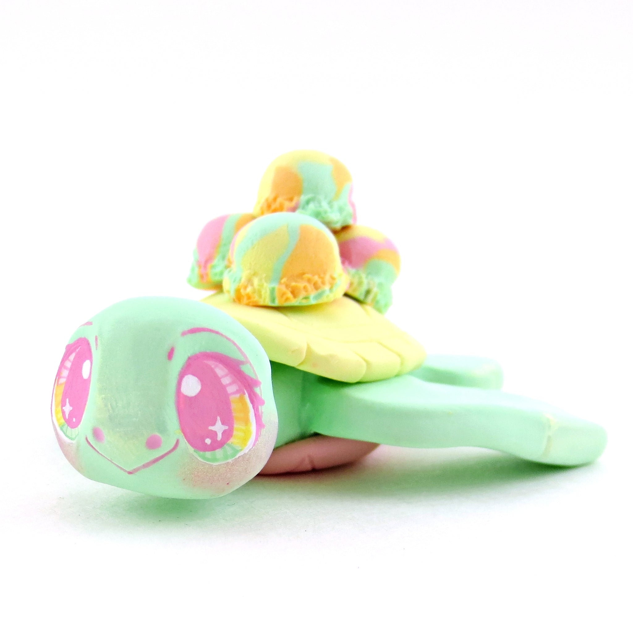Rainbow Sherbet Ice Cream Turtle Figurine - Polymer Clay Ice Cream Animals