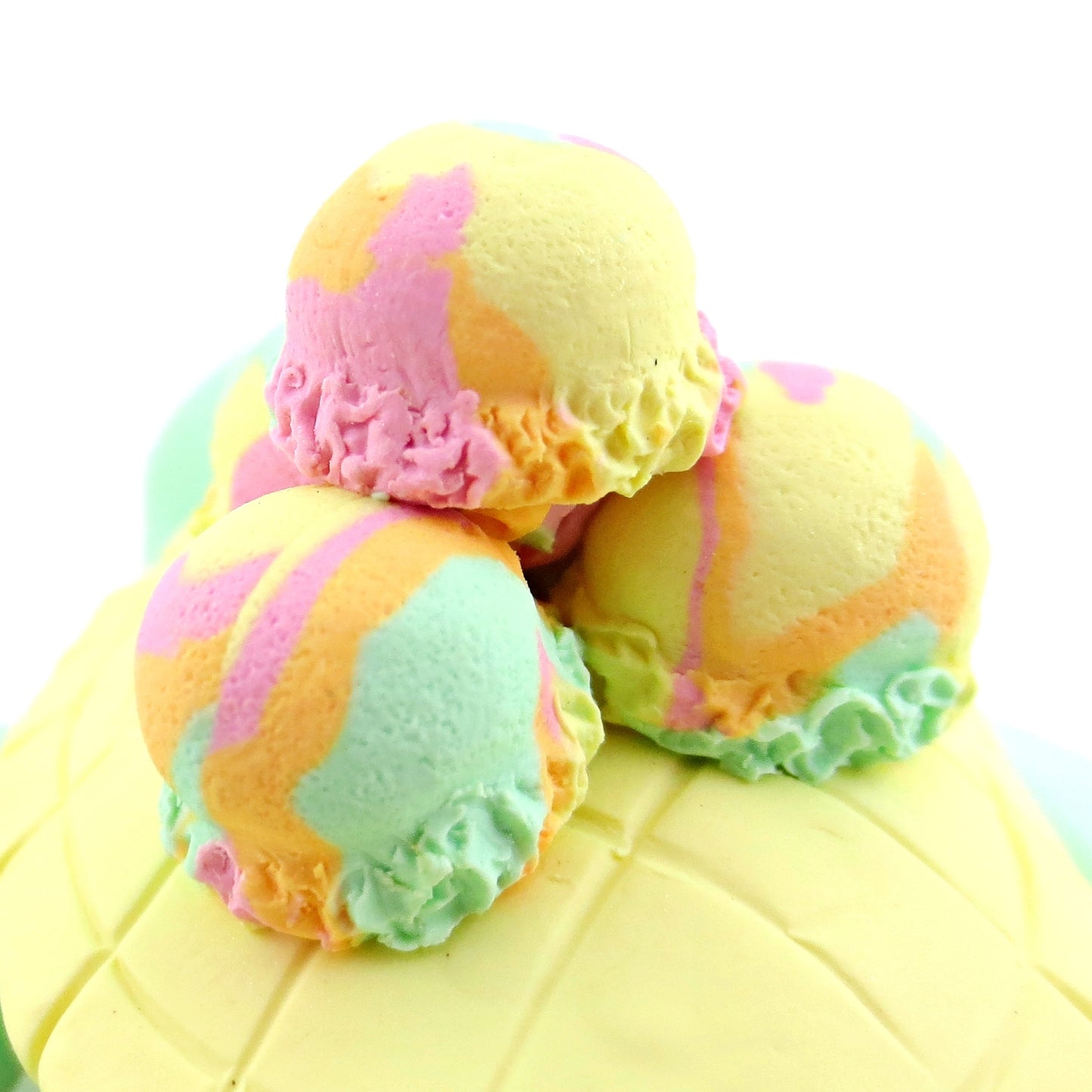 Rainbow Sherbet Ice Cream Turtle Figurine - Polymer Clay Ice Cream Animals