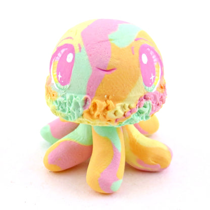 Rainbow Sherbet Ice Cream Jellyfish Figurine - Polymer Clay Ice Cream Animals