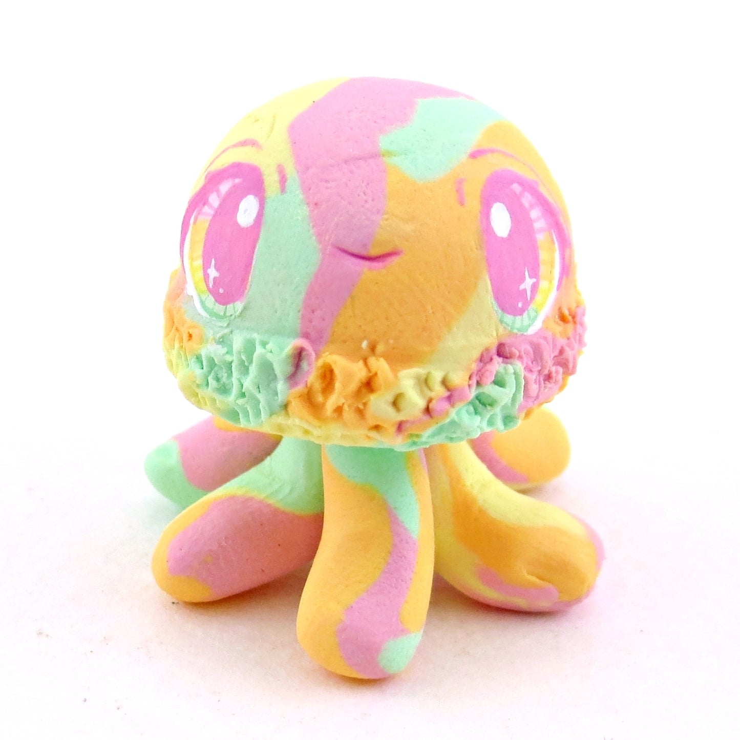 Rainbow Sherbet Ice Cream Jellyfish Figurine - Polymer Clay Ice Cream Animals