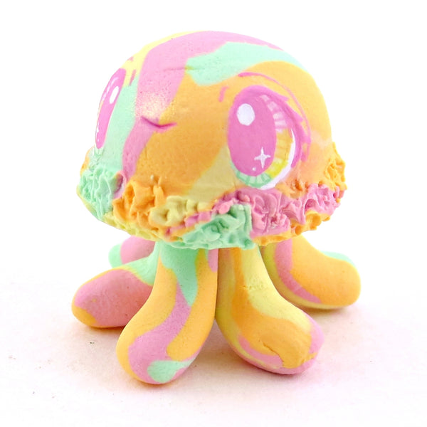 Rainbow Sherbet Ice Cream Jellyfish Figurine - Polymer Clay Ice Cream Animals