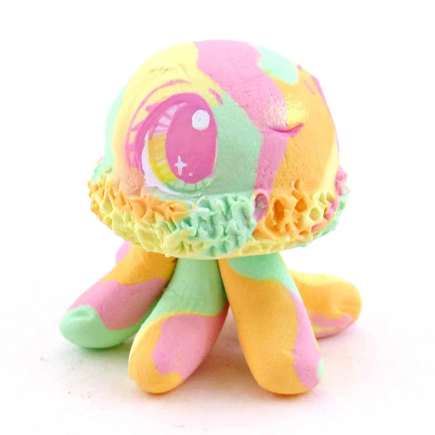 Rainbow Sherbet Ice Cream Jellyfish Figurine - Polymer Clay Ice Cream Animals