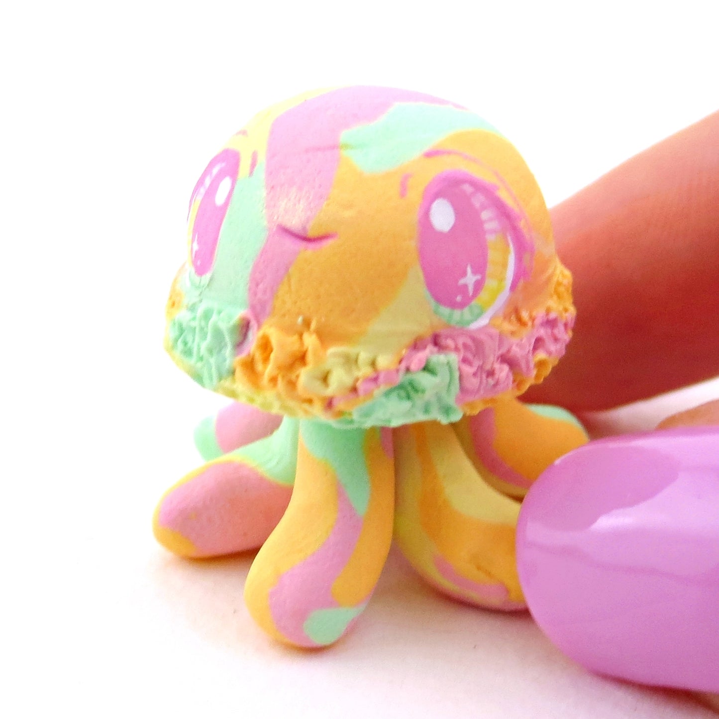 Rainbow Sherbet Ice Cream Jellyfish Figurine - Polymer Clay Ice Cream Animals