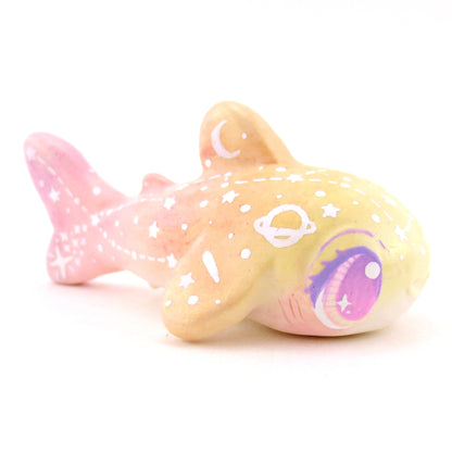 Peachy Ombre Constellation Whale Shark Figurine - Polymer Clay Celestial Sea Animals