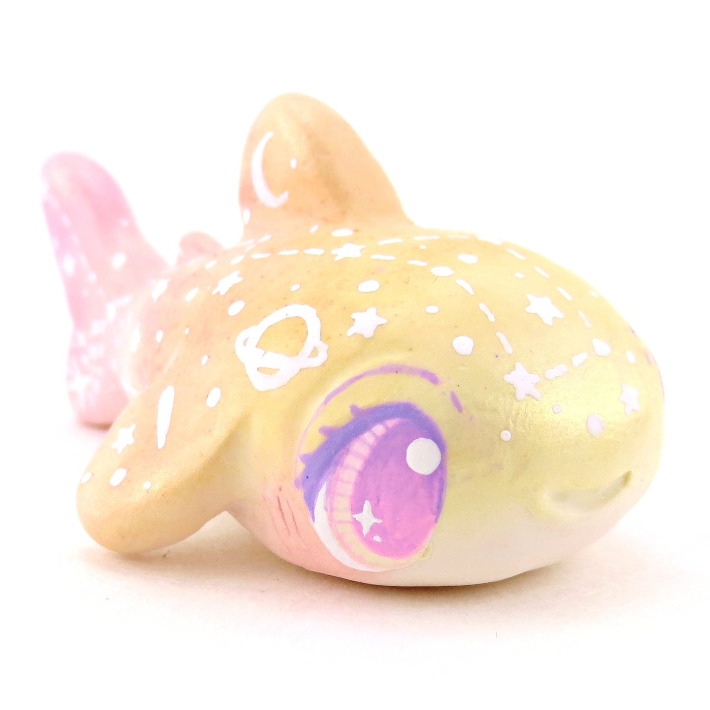 Peachy Ombre Constellation Whale Shark Figurine - Polymer Clay Celestial Sea Animals