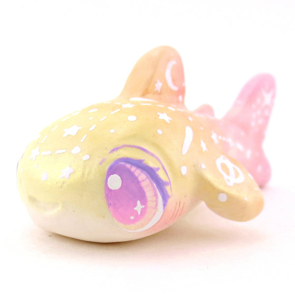 Peachy Ombre Constellation Whale Shark Figurine - Polymer Clay Celestial Sea Animals