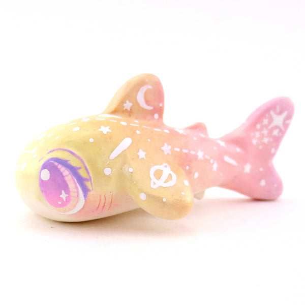 Peachy Ombre Constellation Whale Shark Figurine - Polymer Clay Celestial Sea Animals