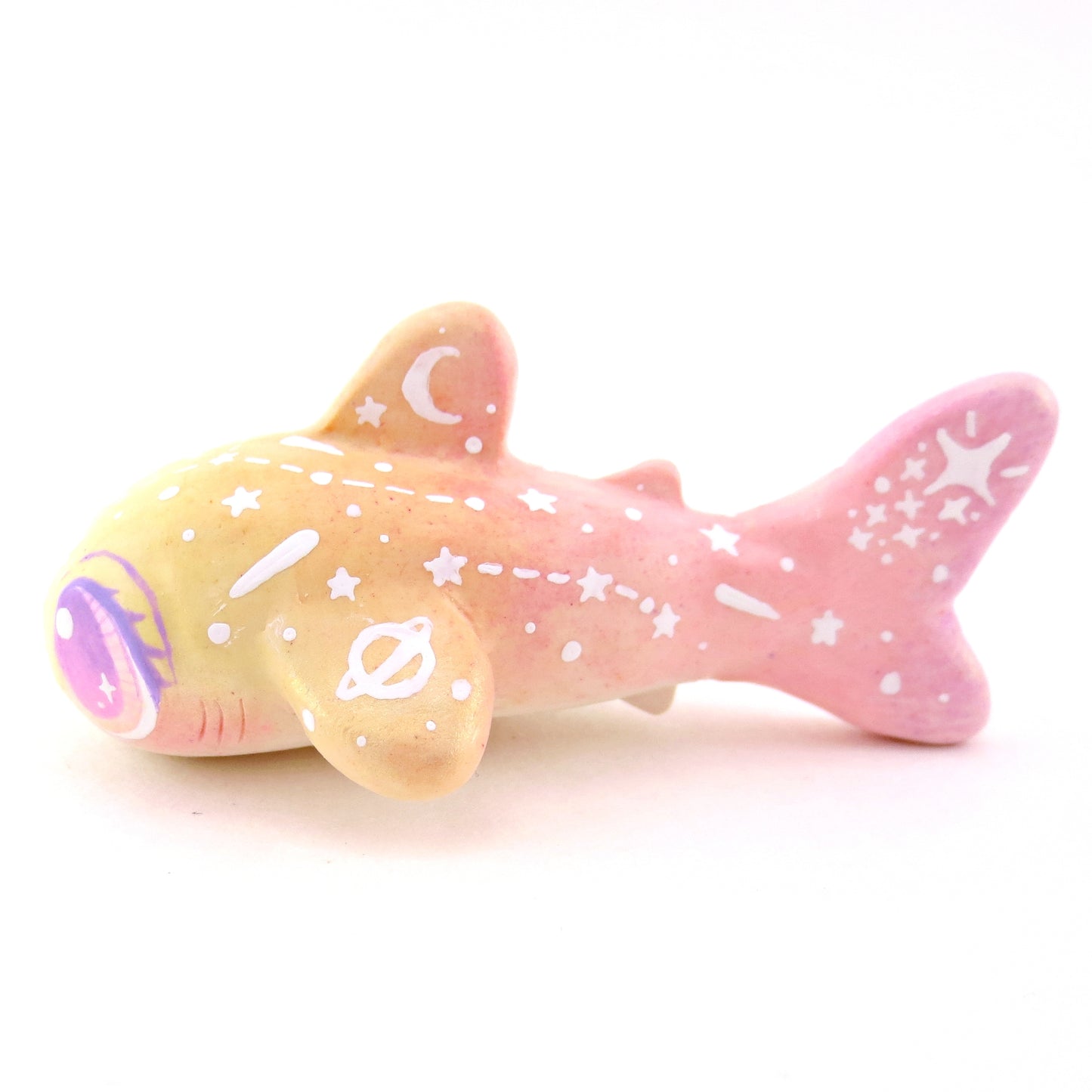 Peachy Ombre Constellation Whale Shark Figurine - Polymer Clay Celestial Sea Animals