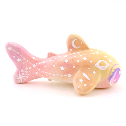 Peachy Ombre Constellation Whale Shark Figurine - Polymer Clay Celestial Sea Animals