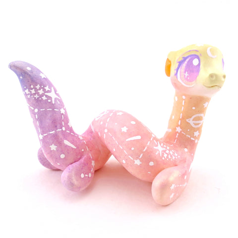 Peachy Ombre Constellation Sea Noodle Dragon Nessie Figurine - Polymer Clay Celestial Sea Animals