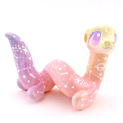 Peachy Ombre Constellation Sea Noodle Dragon Nessie Figurine - Polymer Clay Celestial Sea Animals